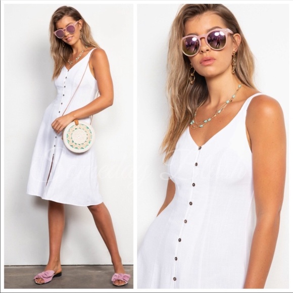 Dresses & Skirts - Off-White front button sleeveless midi dress